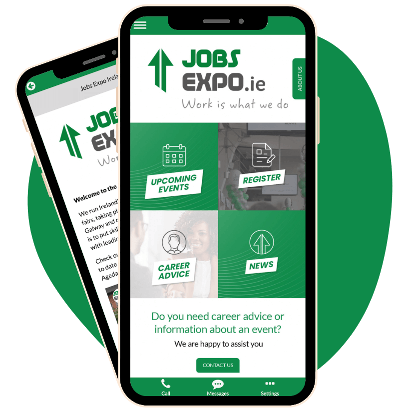 close up of the job expo app on a mobile phone